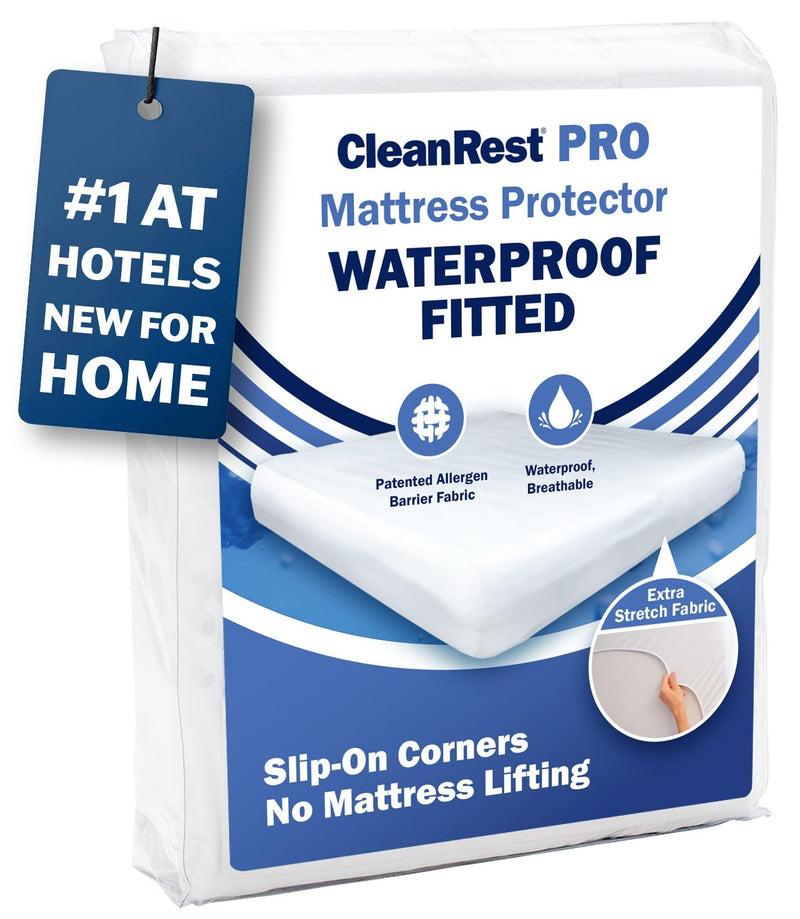 CleanRest Waterproof Mattress Fitted Sheet Protector, Ultimate Defense Against Spills and Wear, MicronOne Allergen Barrier, Breathable, Chemical-Free, Fits Mattress Depths 12" to 21" (Twin)