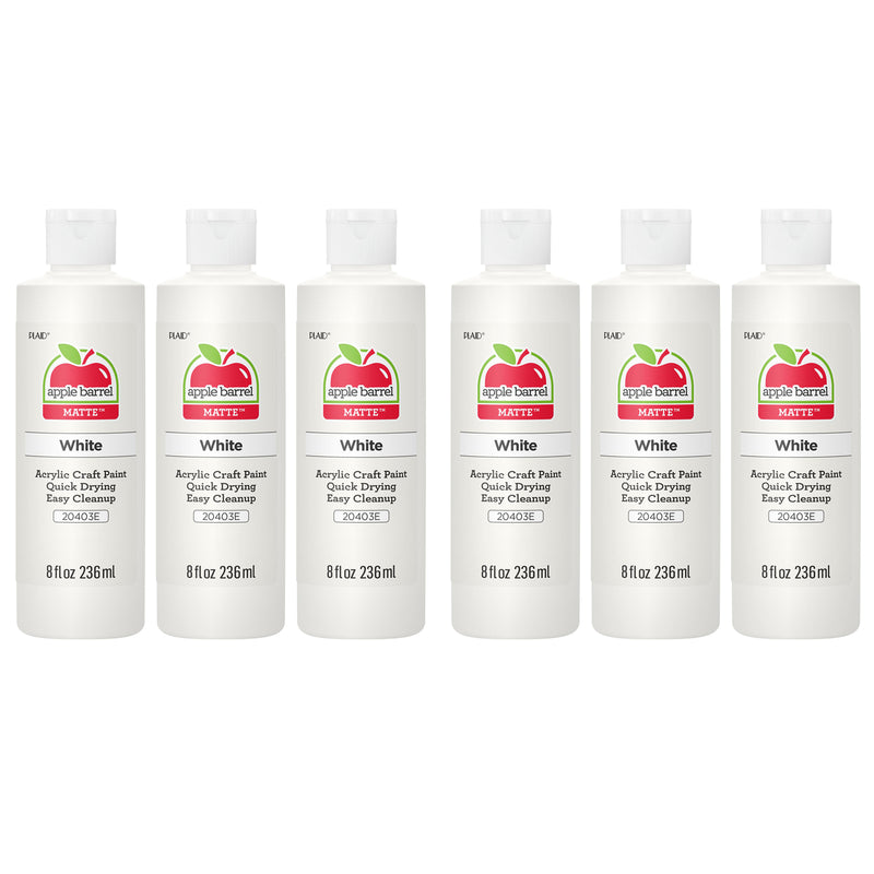 Acrylic Paint Matte, 8oz., White, Pack of 6
