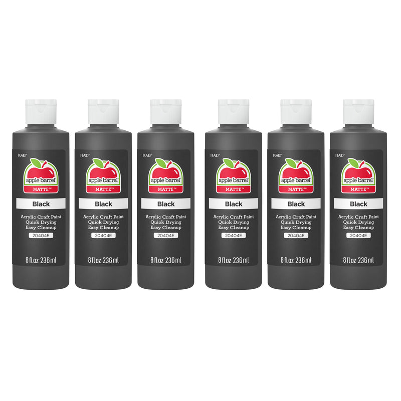 Acrylic Paint Matte, 8oz., Black, Pack of 6