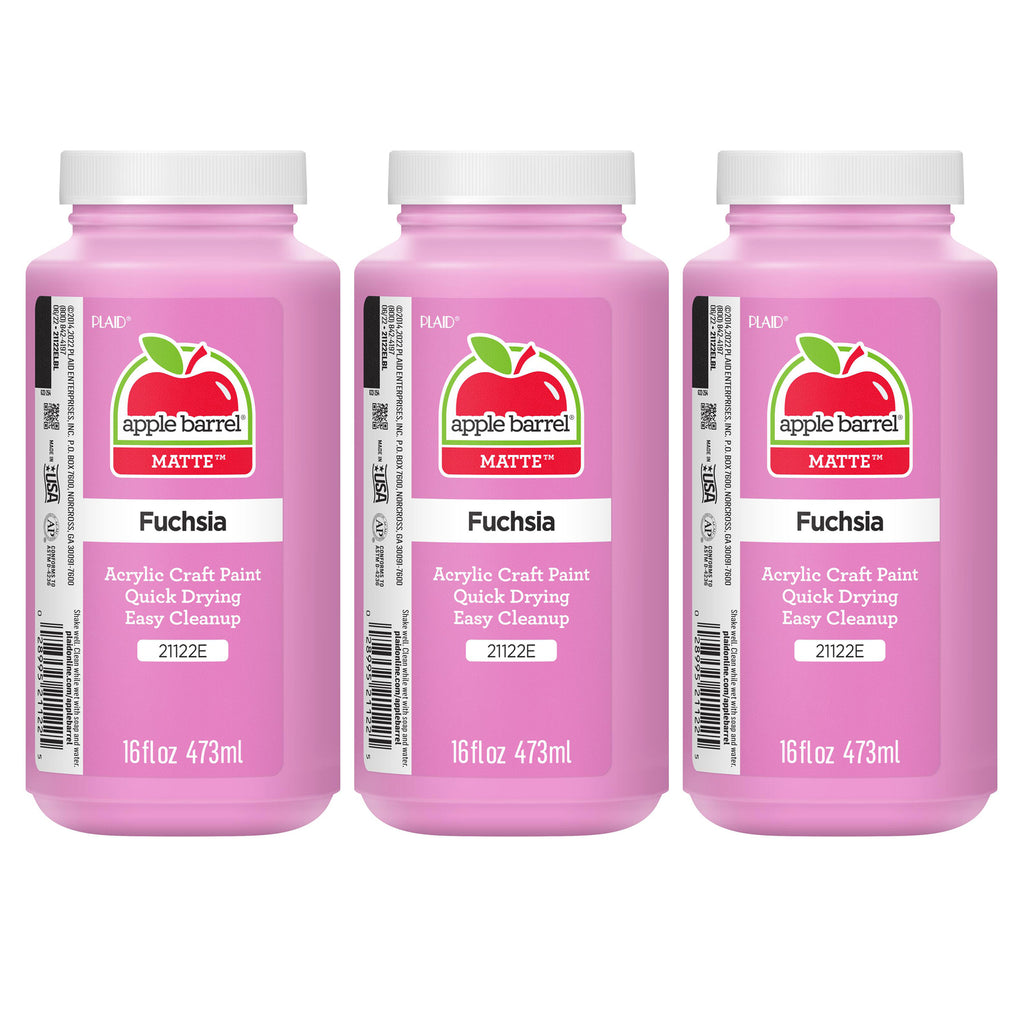 Acrylic Paint Matte, 16oz., Fuchsia, Pack of 3