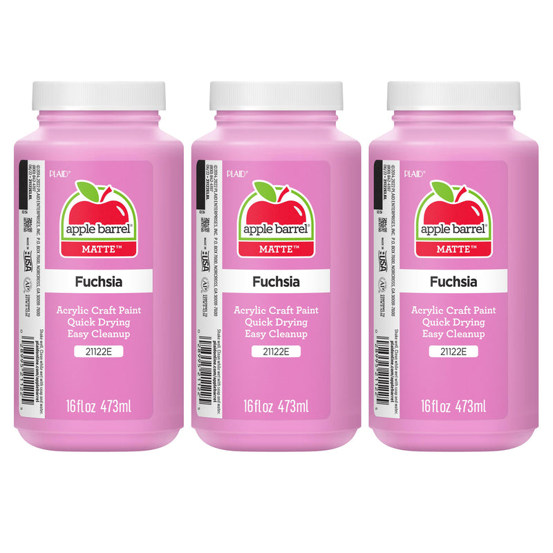 Acrylic Paint Matte, 16oz., Fuchsia, Pack of 3
