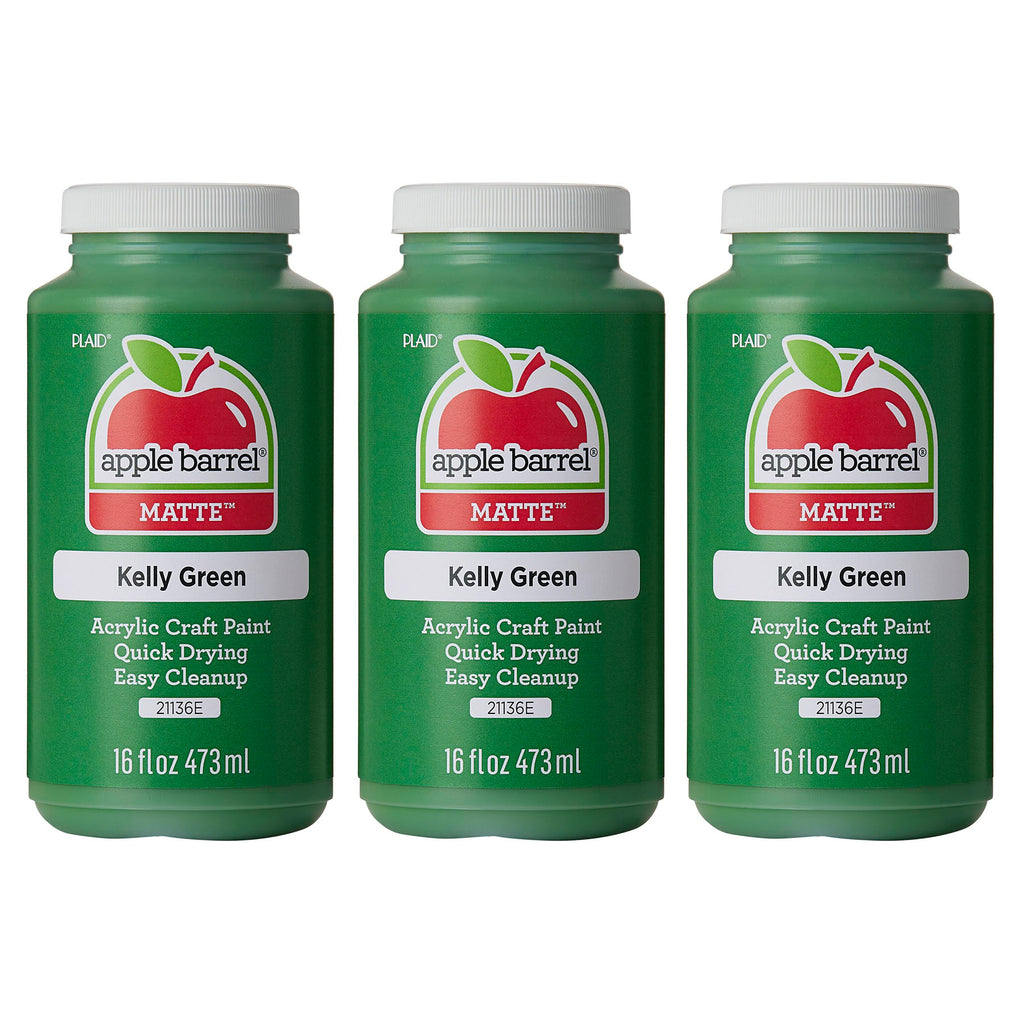 Acrylic Paint Matte, 16oz., Kelly Green, Pack of 3