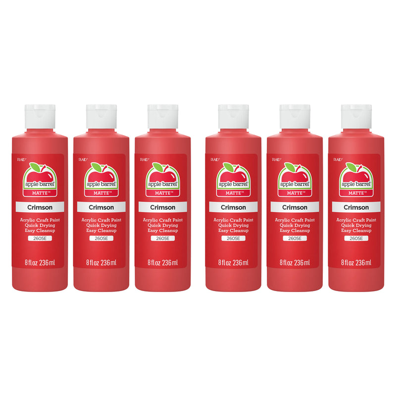 Acrylic Paint Matte, 8oz., Crimson, Pack of 6
