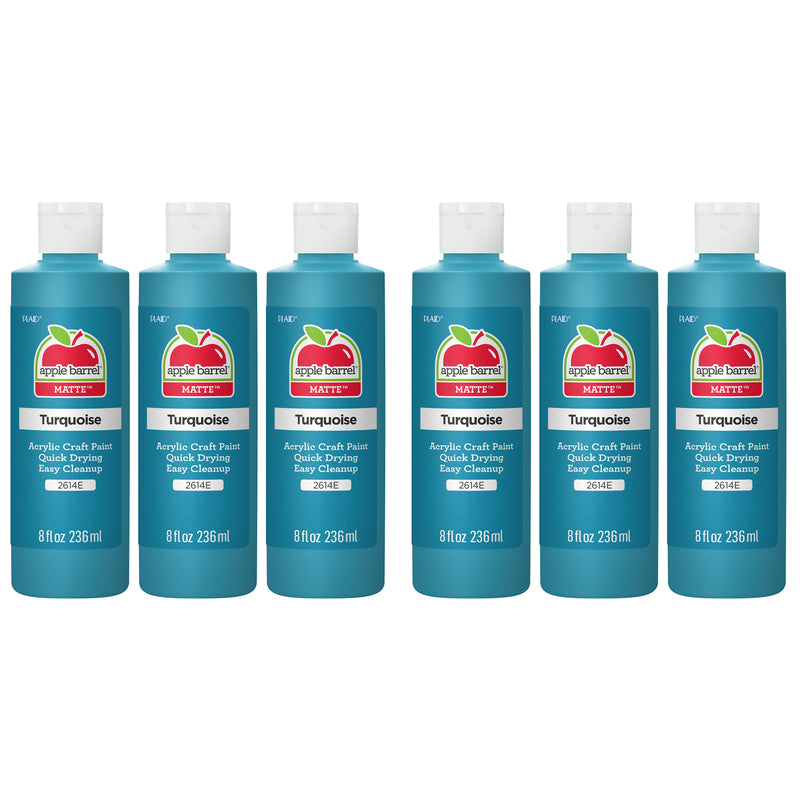Acrylic Paint Matte, 8oz., Turquoise, Pack of 6