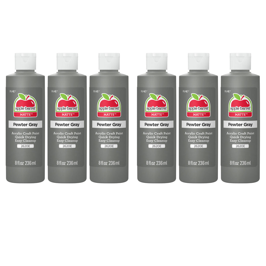 Acrylic Paint Matte, 8oz., Pewter Gray, Pack of 6