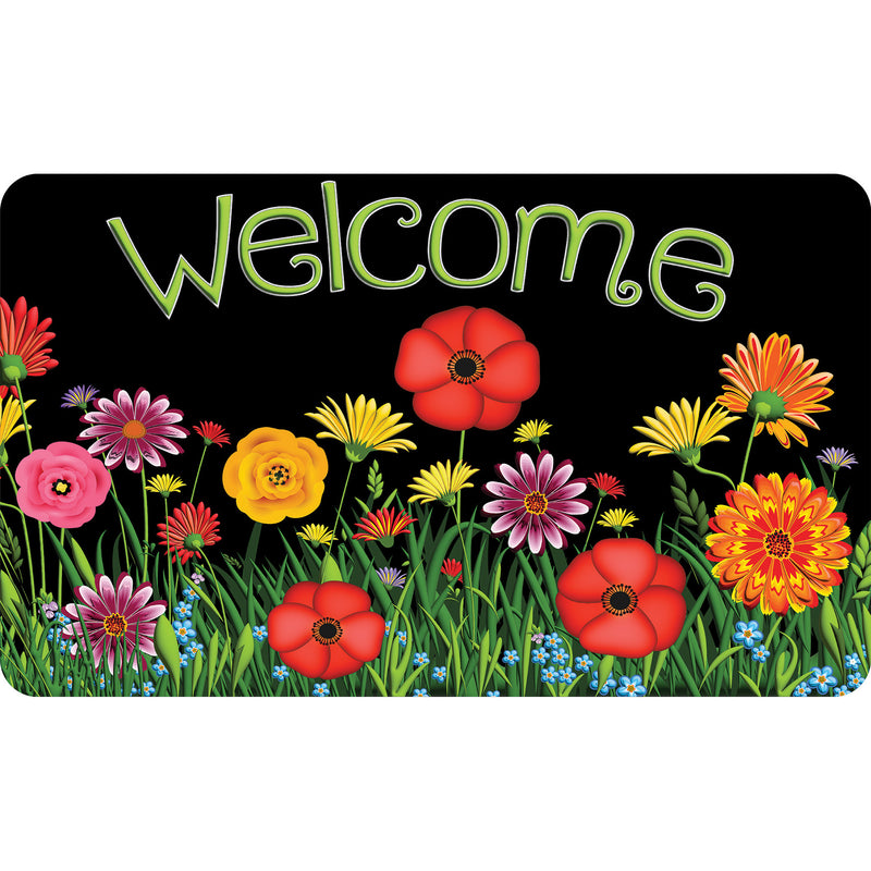 The Original Fun Mat™, Welcome Mat, 18" x 30", Wildflowers Welcome
