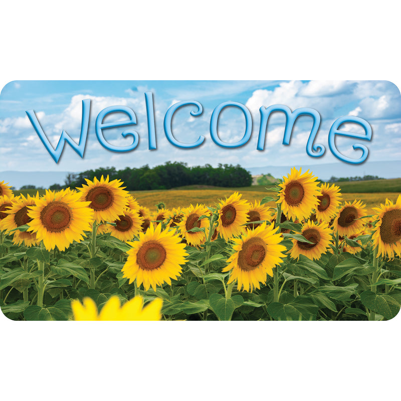 The Original Fun Mat™, Welcome Mat, 18" x 30", Sunflowers Welcome