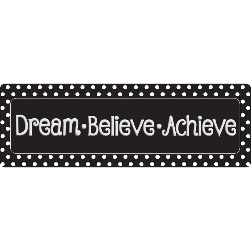 The Original Fun Mat™, Mat Runner, 15.5" x 47", Dream Believe, Achieve, Black with White Dots