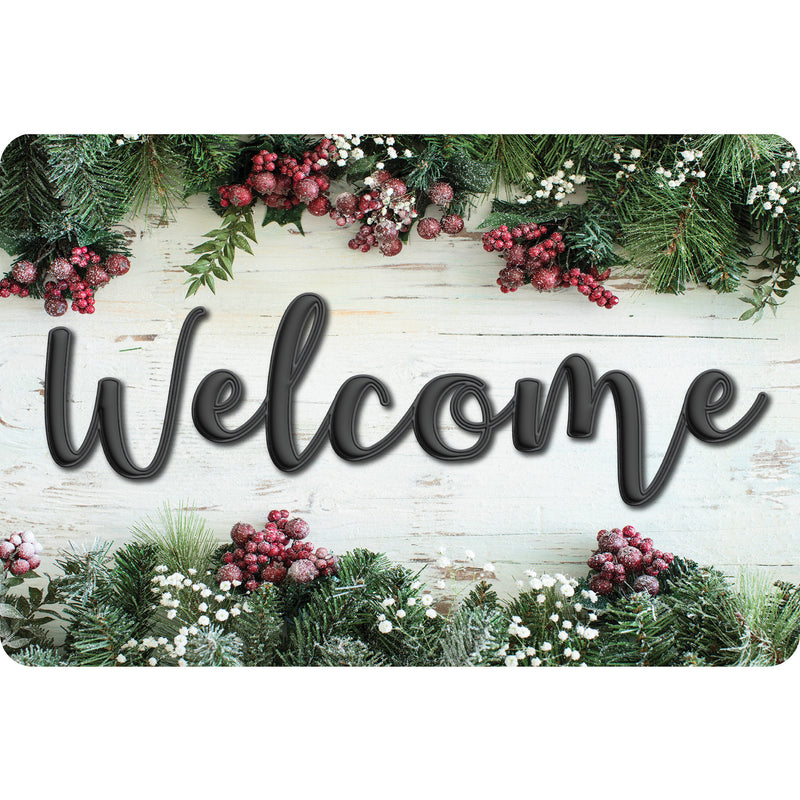 The Original Fun Mat™, Welcome Mat, 15.5" x 23.5", Winter Garland Berries Welcome