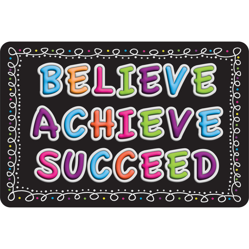 The Original Fun Mat™, Welcome Mat, 15.5" x 23.5", Believe, Achieve, Succeed, Chalk Loops