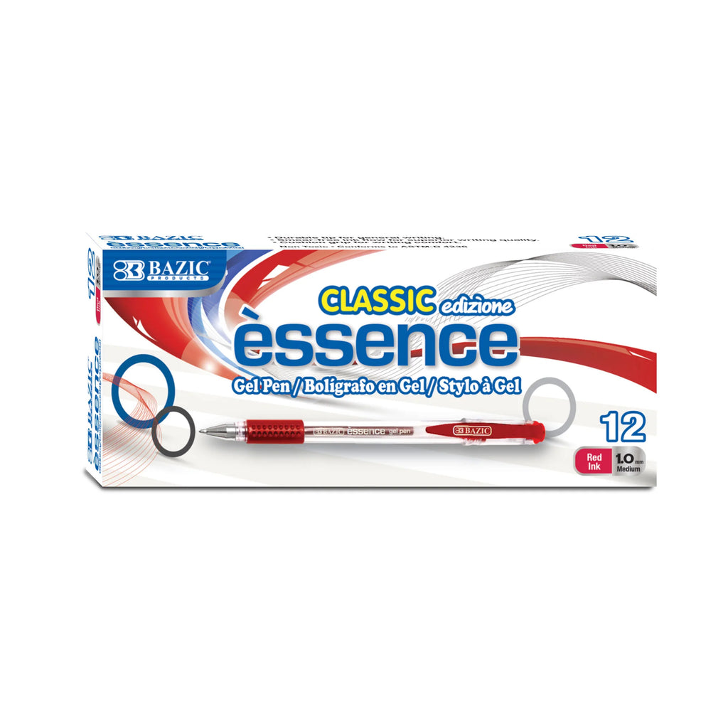 12ct Essence Red Gel Pen W/ Cushion Grip