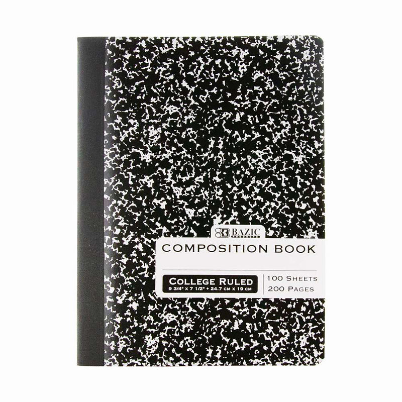 Composition Book College Ruled Black Marble