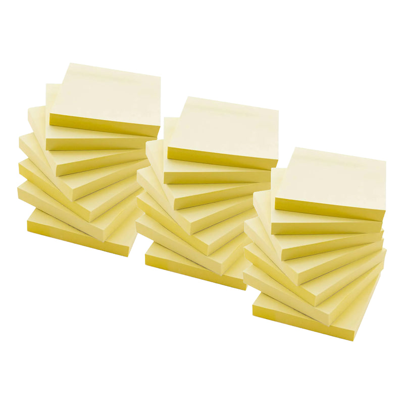 Stick On Notes, 3" x 3", Yellow, 100 Sheets, 12 Per Pack, 3 Packs