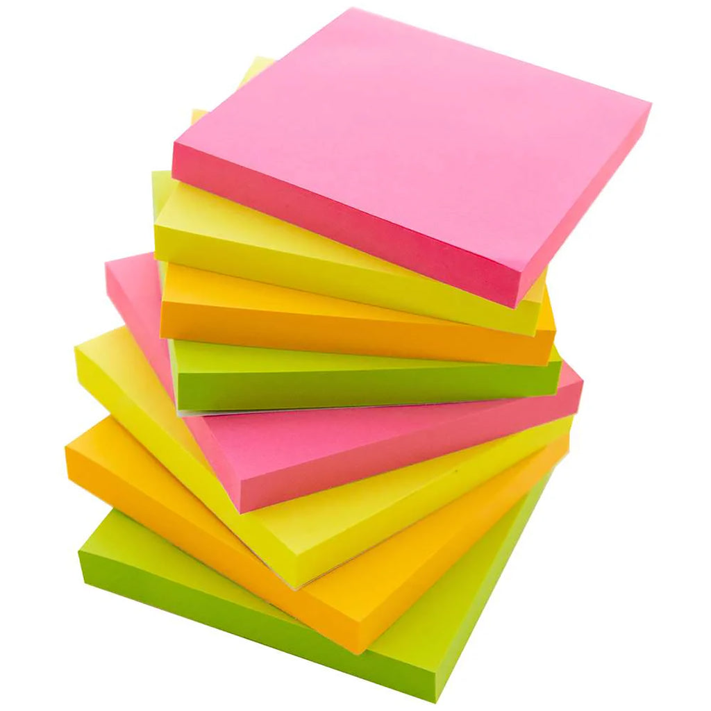 3x3in Neon Asst Stick On Notes 12ct 100 Sheets/pad