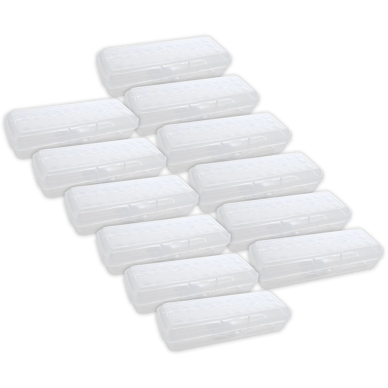 LUCENT Pencil Case Organizer Box, 8", Clear, Pack of 12