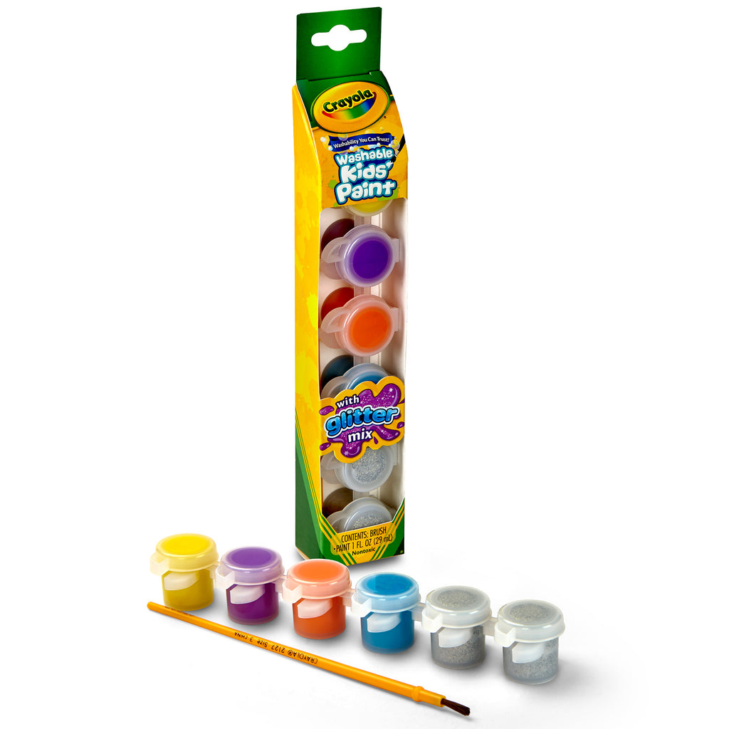 6ct Glitter Washable Kids Paint Pot