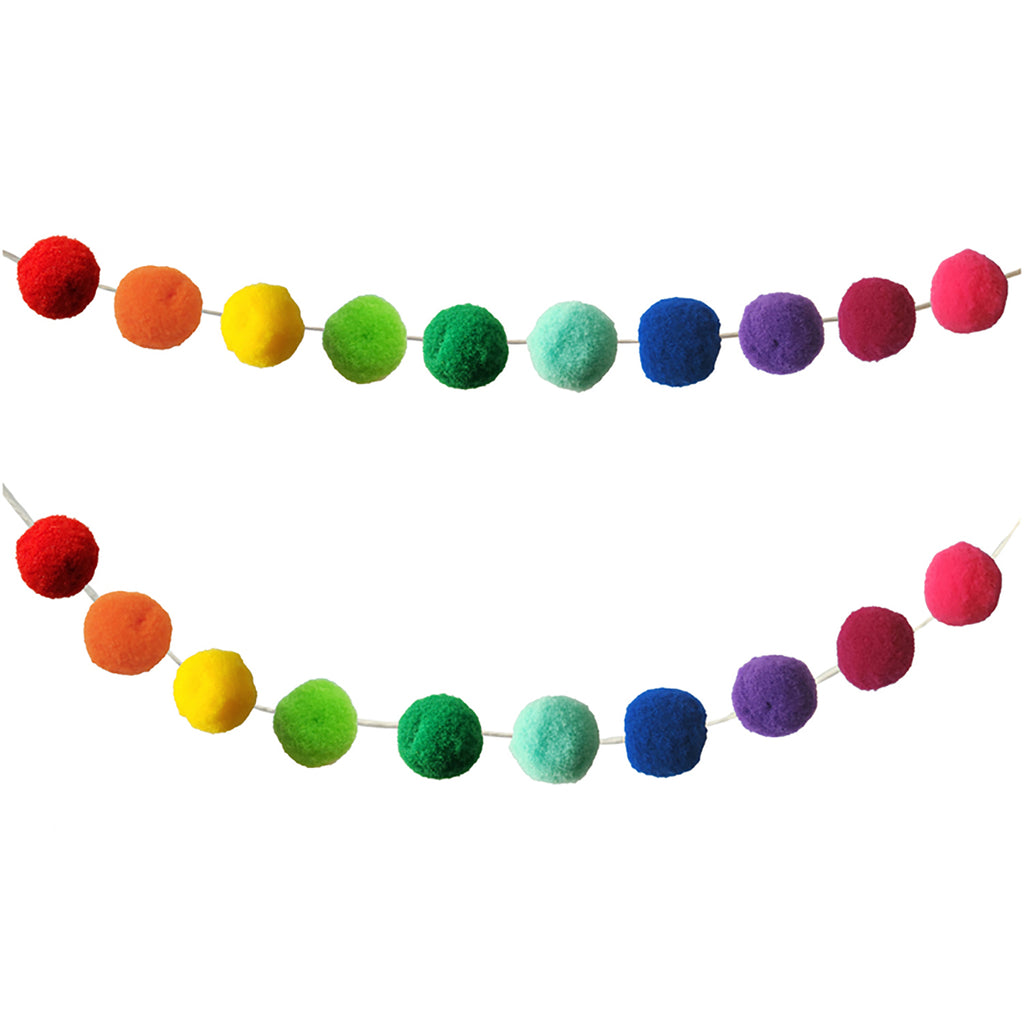 Boho Rainbow Pom Garland Set