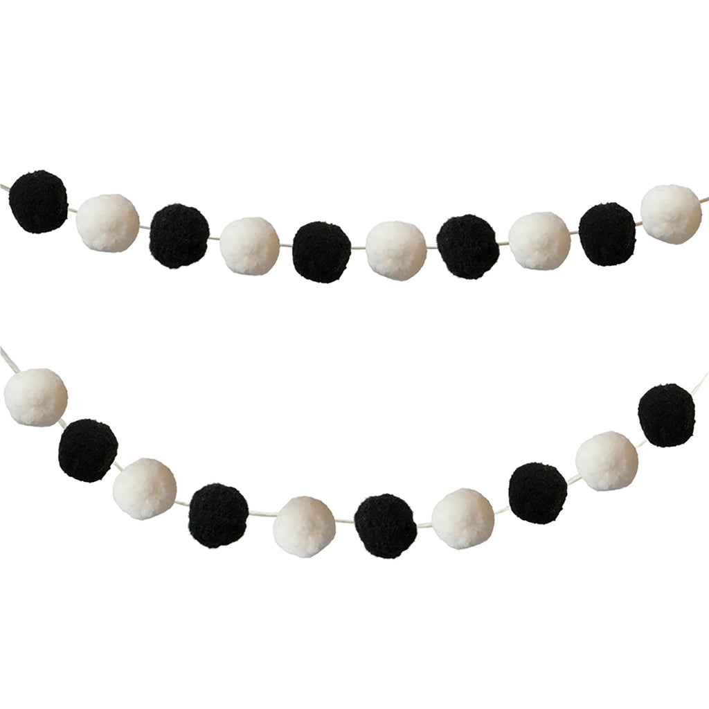 Black And White Pom Garland Set