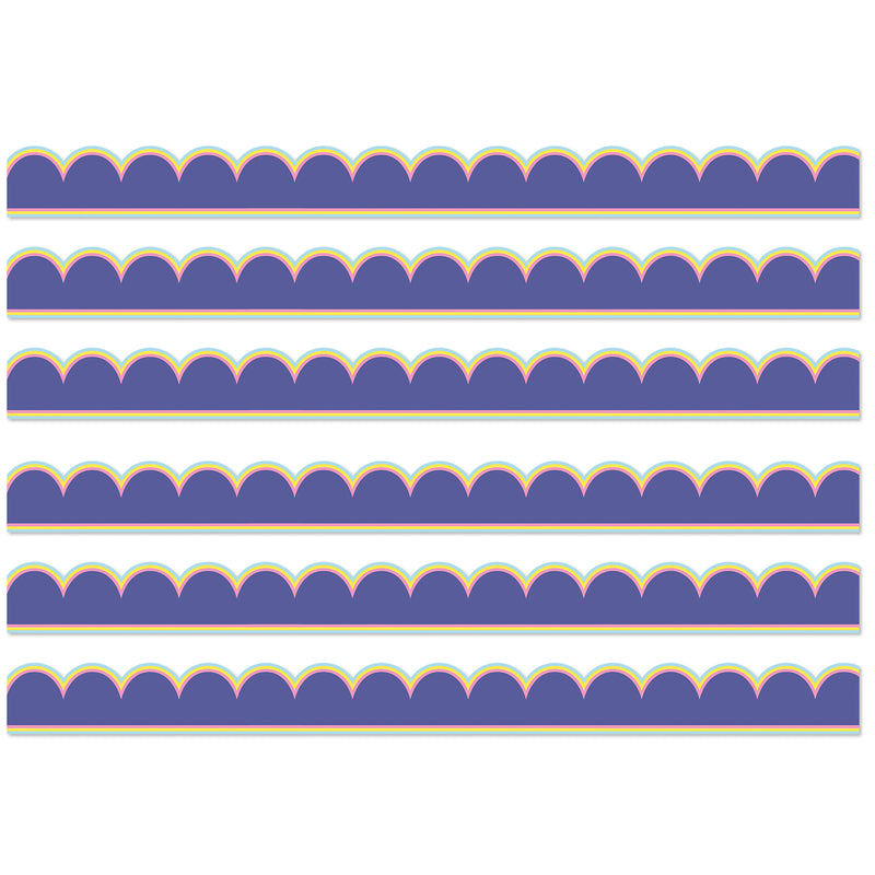 We Stick Together Pop of Purple Scalloped Bulletin Board Borders, 39 Feet Per Pack, 6 Packs
