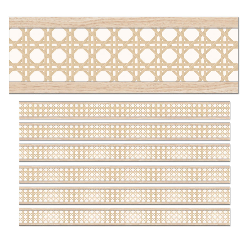 True to You Woven Cane Straight Bulletin Board Borders, 36 Feet Per Pack, 6 Packs