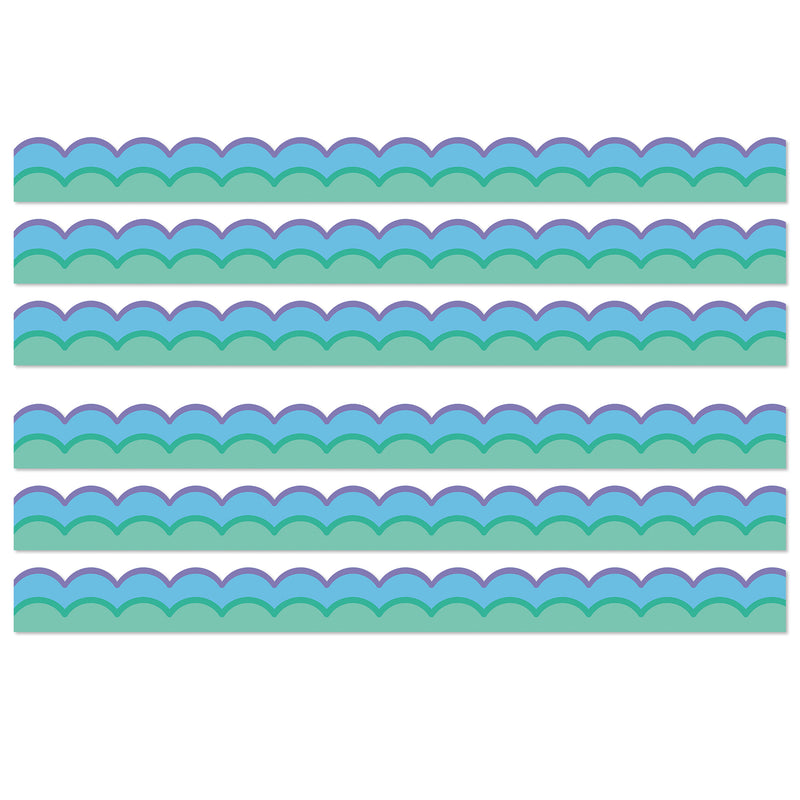 Happily Ever Elementary Retro Remix Cool Waves Scalloped Bulletin Board Borders, 39 Feeet Per Pack, 6 Packs
