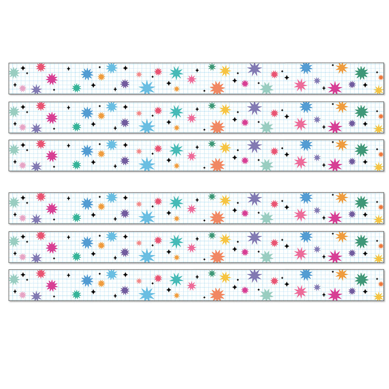 Happily Ever Elementary Retro Remix Bursts & Twinkles Straight Bulletin Board Borders, 36 Feet Per Pack, 6 Packs