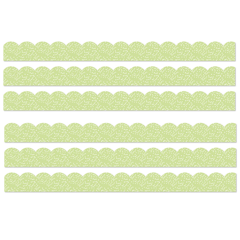 Crafty and Cool Light Green with Dots Scalloped Bulletin Board Borders, 39 Feet Per Pack, 6 Packs
