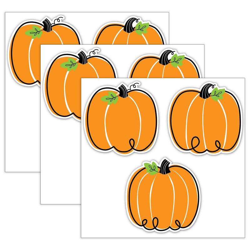Core Décor Doodle Pumpkin 6" Designer Cut-Outs, 36 Per Pack, 3 Packs