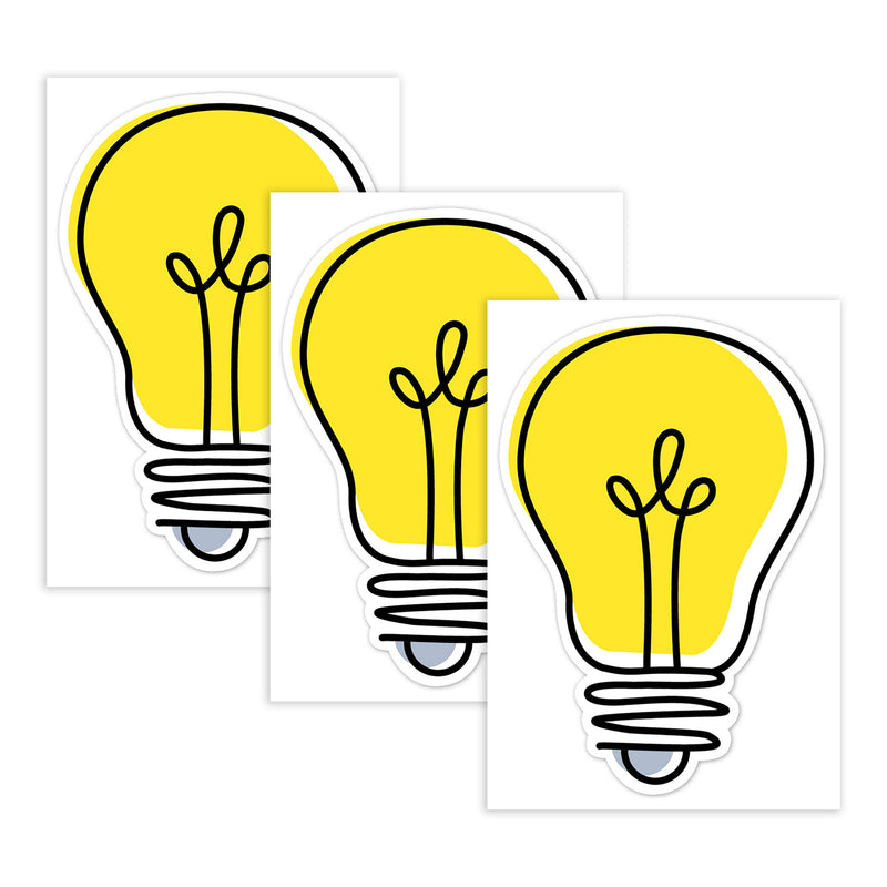 Core Décor Doodle Lightbulb 6" Designer Cut-Outs, 36 Per Pack, 3 Packs