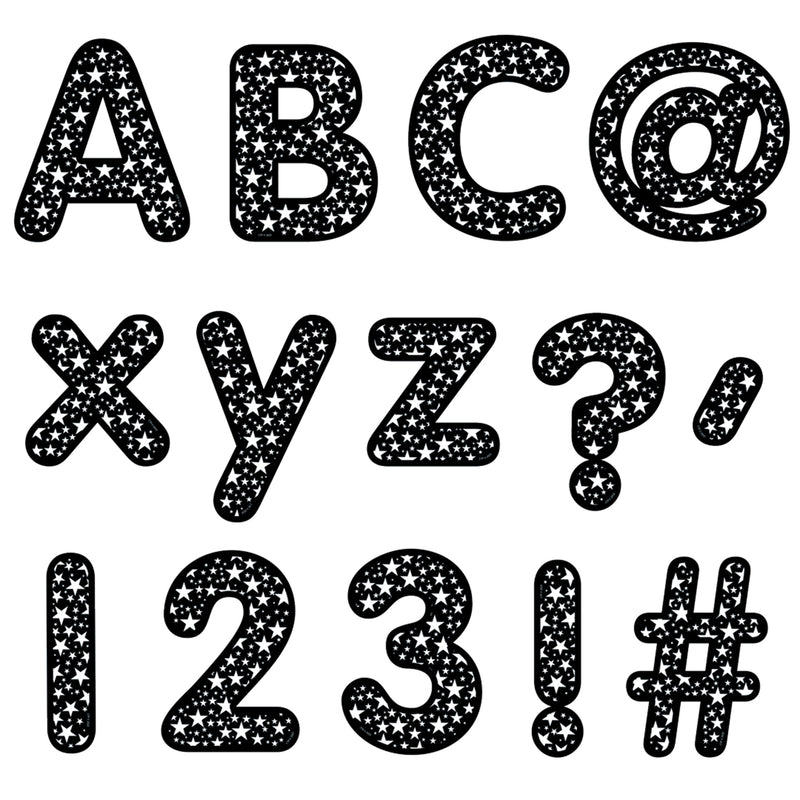 Core Decor Stars on Black Designer Letters, 206 Pieces