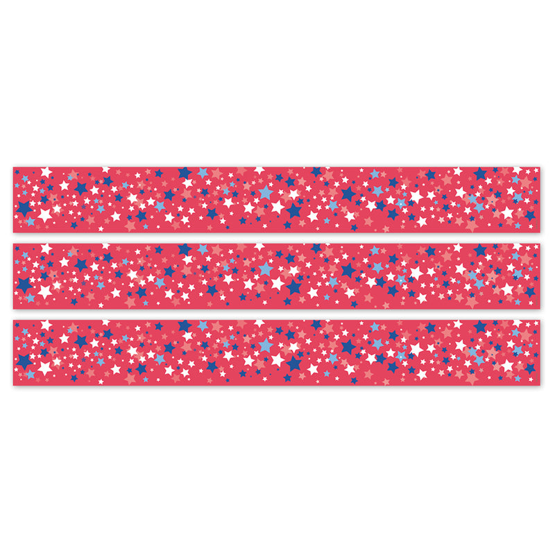 Core Decor Patriotic Stars EZ Border, Bulletin Board Border, 48 Feet Per Pack, 3 Packs