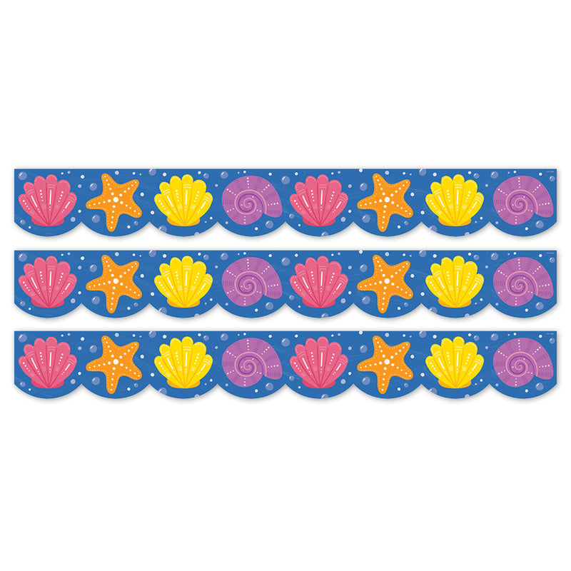 Sea Friends Seashells EZ Border, Bulletin Board Border, 48 Feet Per Pack, 3 Packs