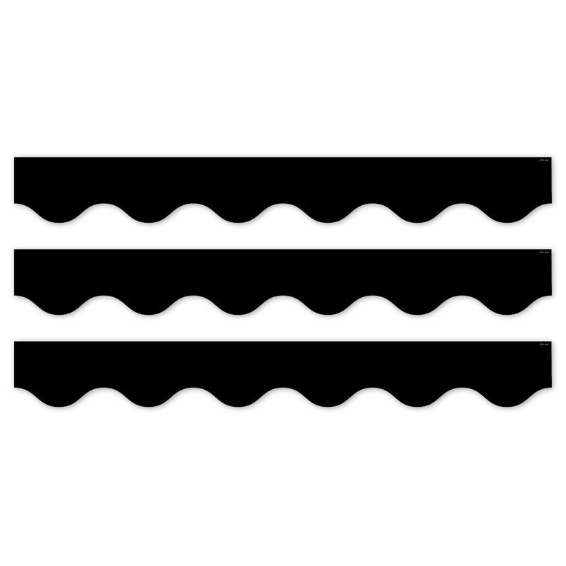 Core Decor Black Wavy EZ Border, Bulletin Board Border, 48 Feet Per Pack, 3 Packs