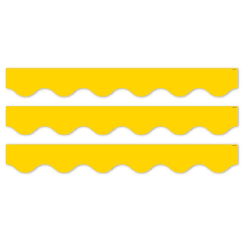 Core Decor Yellow Wavy EZ Border, Bulletin Board Border, 48 Feet Per Pack, 3 Packs
