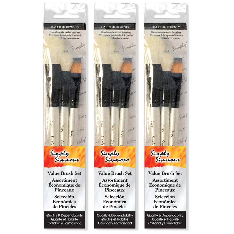 Simply Simmons Mop Brush Set, 3 Pieces Per Set, 3 Sets