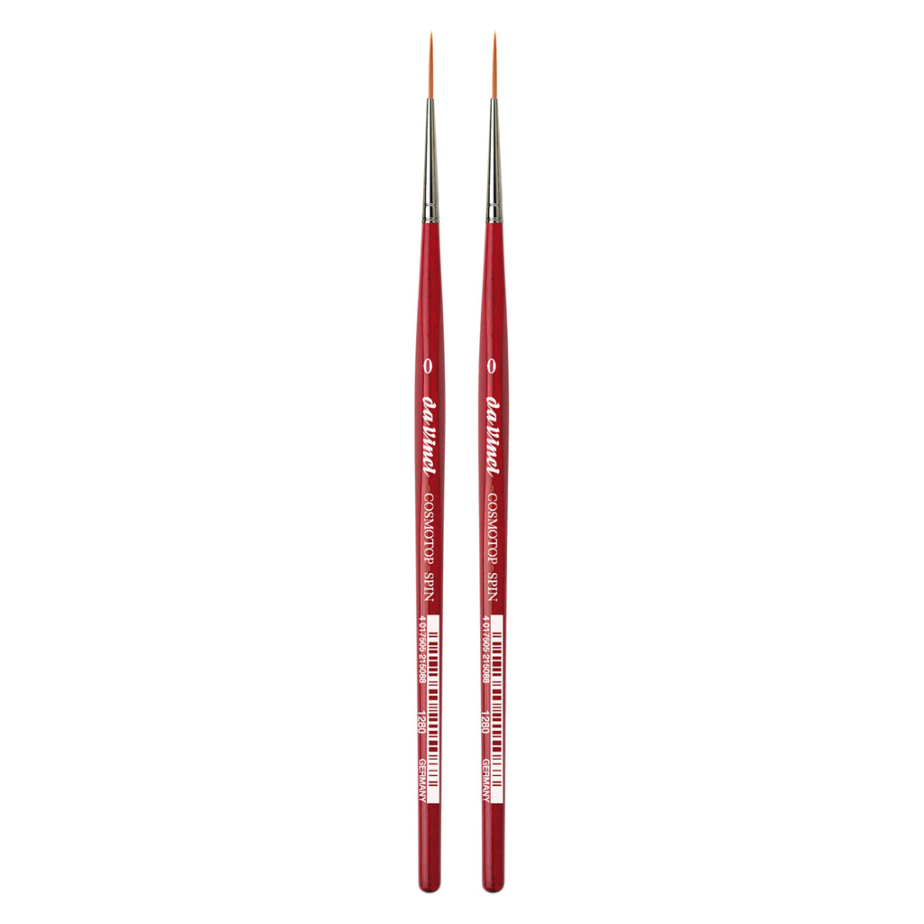 COSMOTOP-SPIN Rigger Brush, Synthetic, Acrylic & Watercolor, Pointed Liner, Series 5880, Size 0, Pack of 2