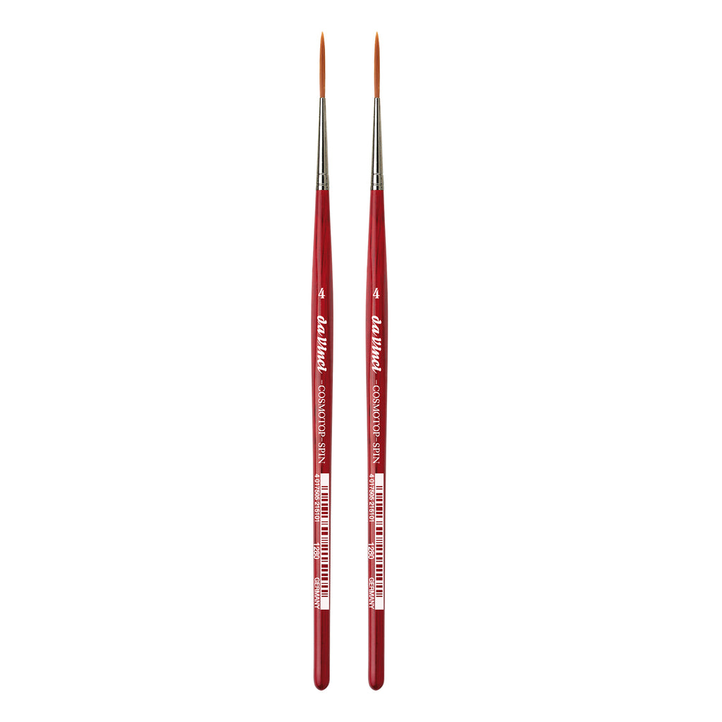 COSMOTOP-SPIN Rigger Brush, Synthetic, Acrylic & Watercolor, Pointed Liner, Series 5880, Size 4, Pack of 2