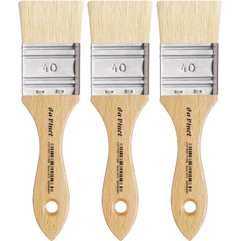 MAESTRO2 Mottler Brush, Natural Bristle, Acrylic & Oil, Flat, Series 2475, Size 40, Pack of 3