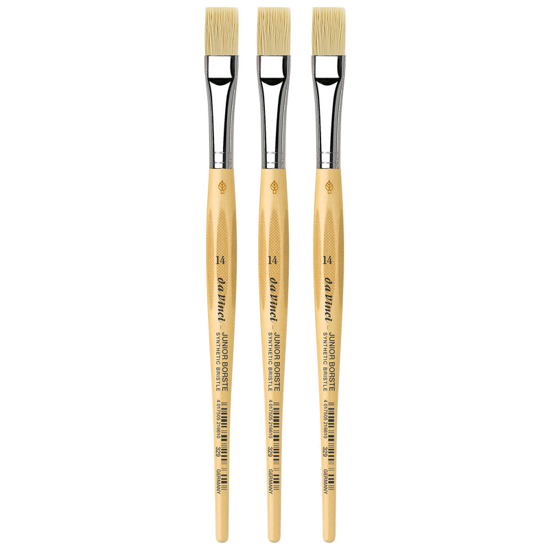 JUNIOR BORSTE Synthetic Student Brush, Synthetic, Tempera, Flat, Series 329, Size 14, Pack of 3