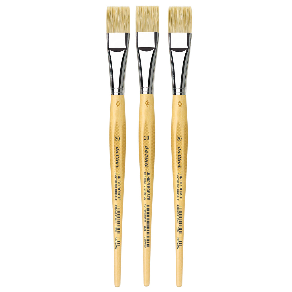 JUNIOR BORSTE Synthetic Student Brush, Synthetic, Tempera, Flat, Series 329, Size 20, Pack of 3