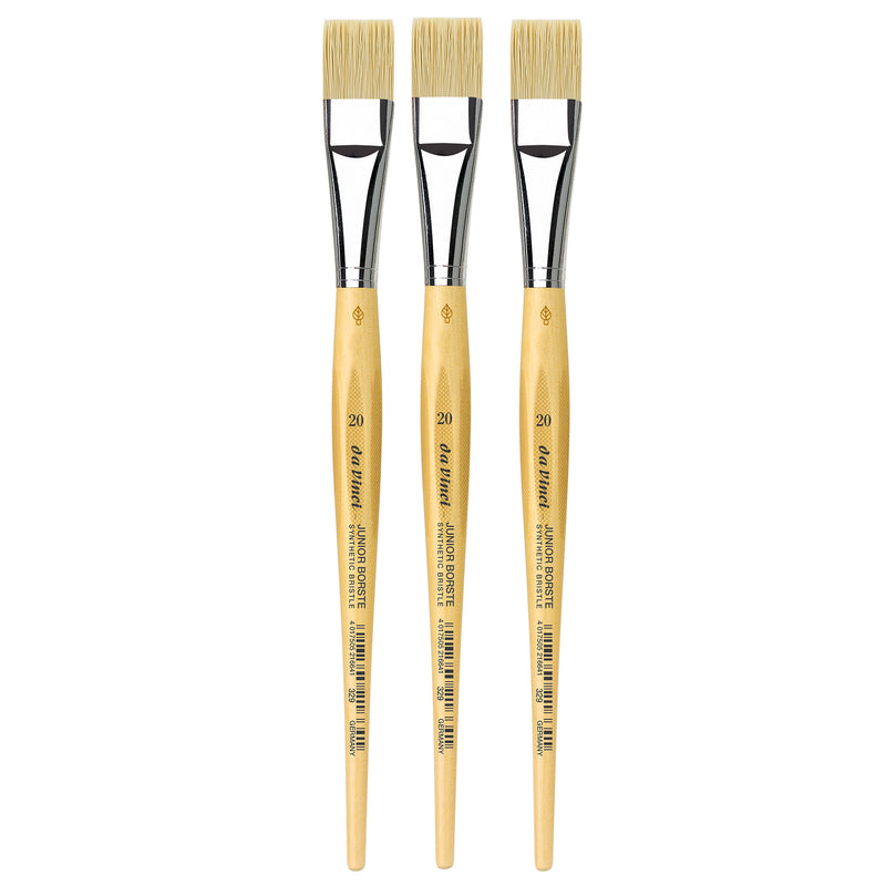 JUNIOR BORSTE Synthetic Student Brush, Synthetic, Tempera, Flat, Series 329, Size 20, Pack of 3
