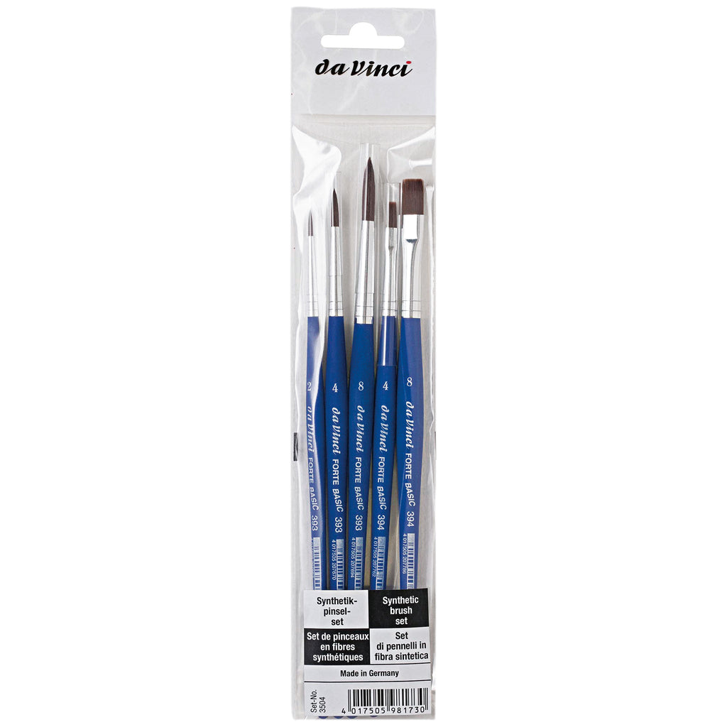 FORTE Basic Student Brush, Synthetic, Acrylic, Assorted, 5 Brush Set
