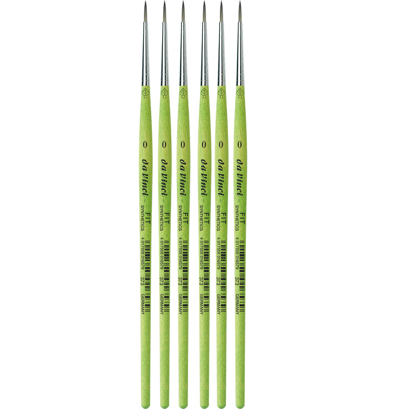 FIT Synthetics Student Brush, Synthetic, Acrylic & Tempera, Round, Series 373, Size 0, Pack of 6