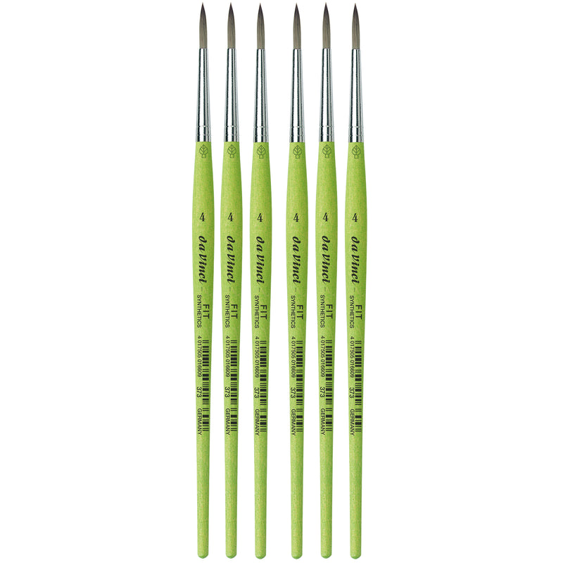 FIT Synthetics Student Brush, Synthetic, Acrylic & Tempera, Round, Series 373, Size 4, Pack of 6