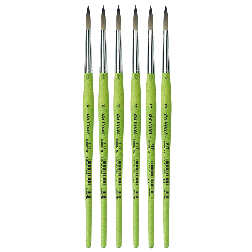 FIT Synthetics Student Brush, Synthetic, Acrylic & Tempera, Round, Series 373, Size 6, Pack of 6
