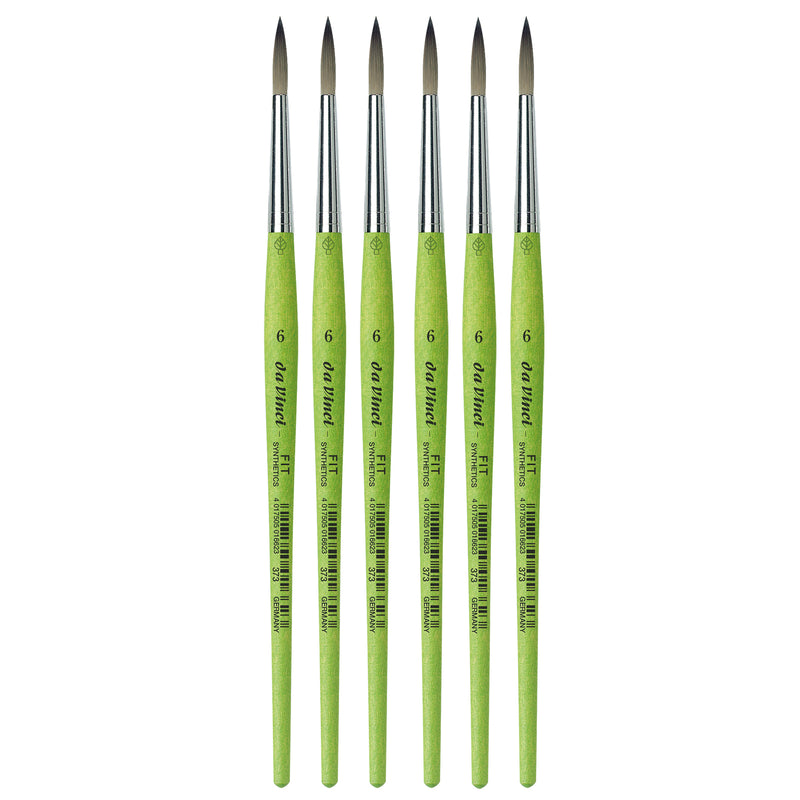 FIT Synthetics Student Brush, Synthetic, Acrylic & Tempera, Round, Series 373, Size 6, Pack of 6