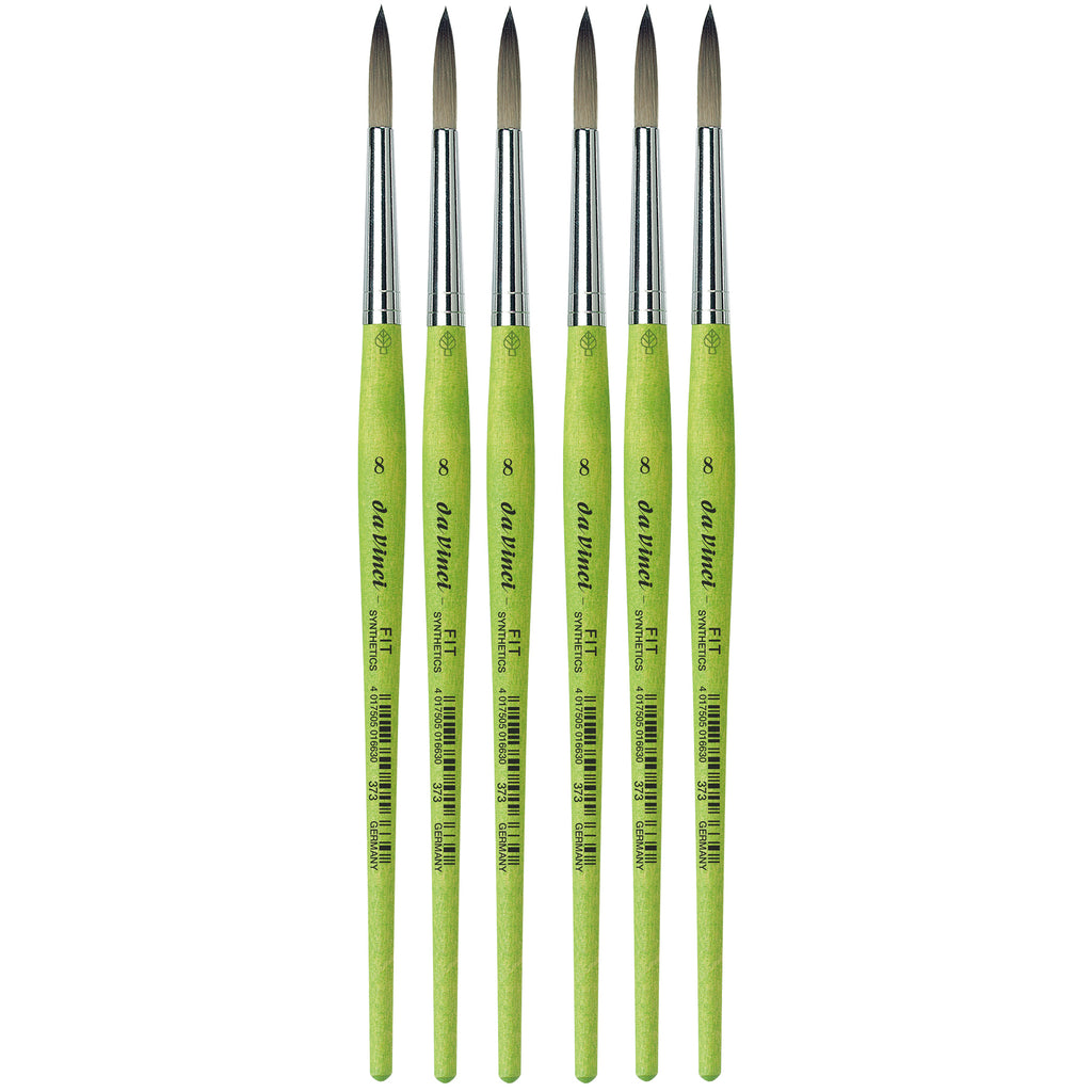 FIT Synthetics Student Brush, Synthetic, Acrylic & Tempera, Round, Series 373, Size 8, Pack of 6