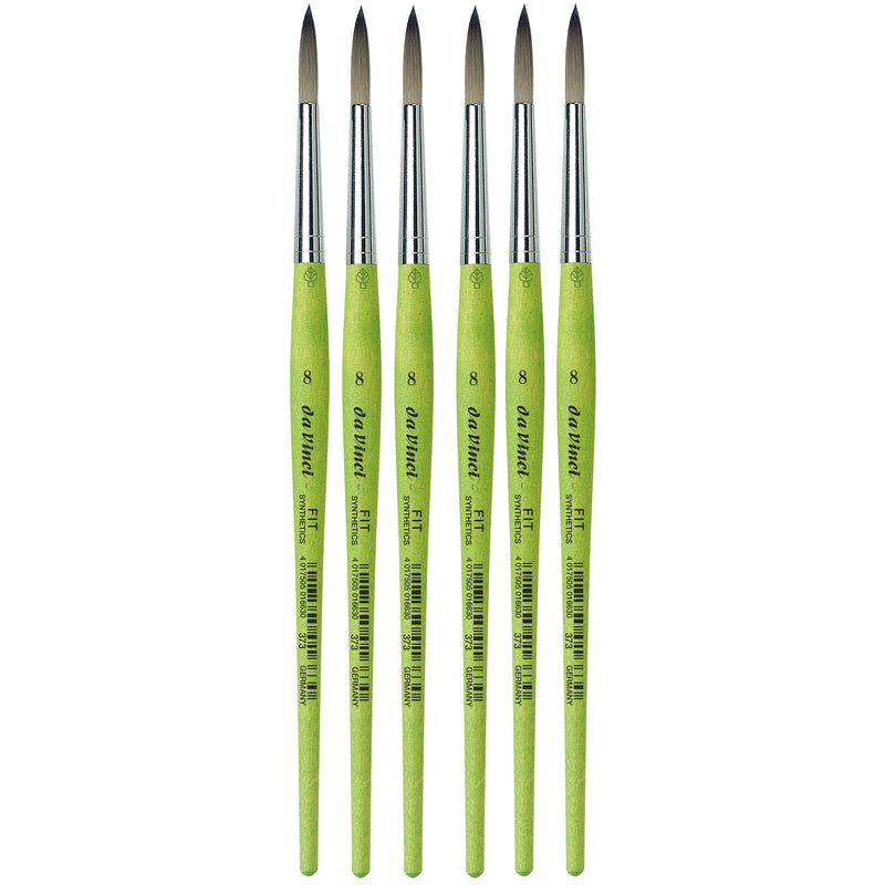FIT Synthetics Student Brush, Synthetic, Acrylic & Tempera, Round, Series 373, Size 8, Pack of 6