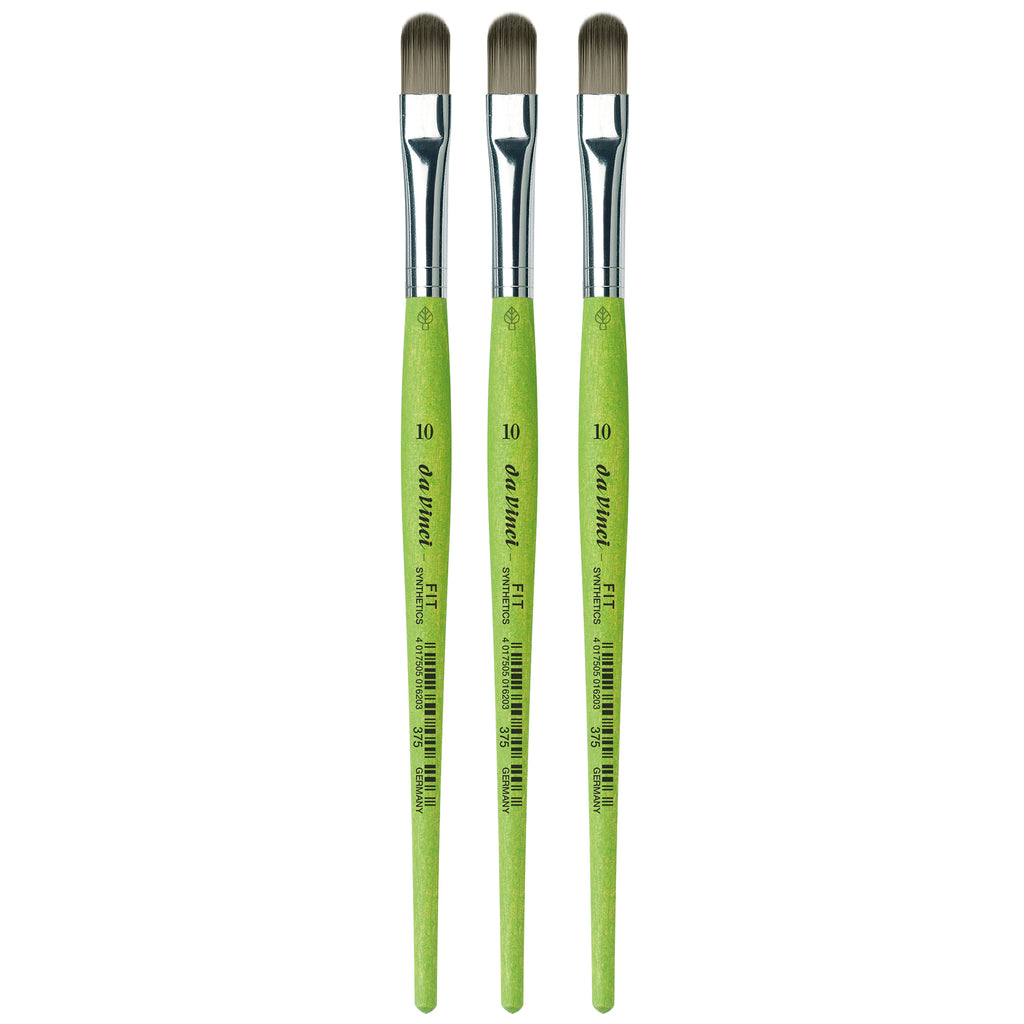 FIT Synthetics Student Brush, Synthetic, Acrylic & Tempera, Filbert, Series 375, Size 10, Pack of 3