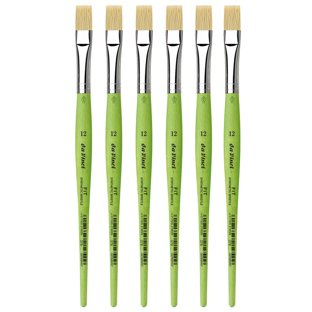 FIT Synthetics Student Brush, Synthetic, Acrylic & Oil, Flat, Series 379, Size 12, Pack of 6